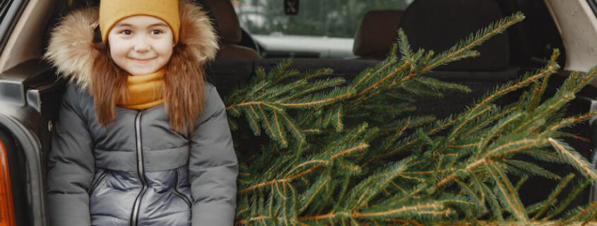 kerstbomen inzamelingsactie met auto Grou scholen